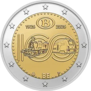 Belgium Issues First 2-Euro Commemorative Coin 2026 "100 Years of Belgian National Railways NMBS/SNCB"