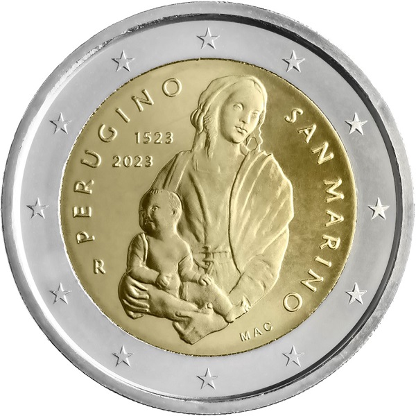 Motive der zwei san-marinesischen 2-Euro-Gedenkmünzen 2023